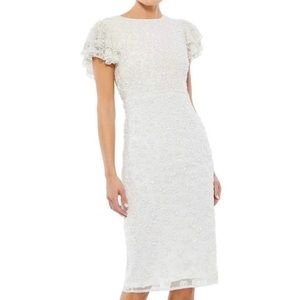 MacDuggal flutter sleeve midi dress